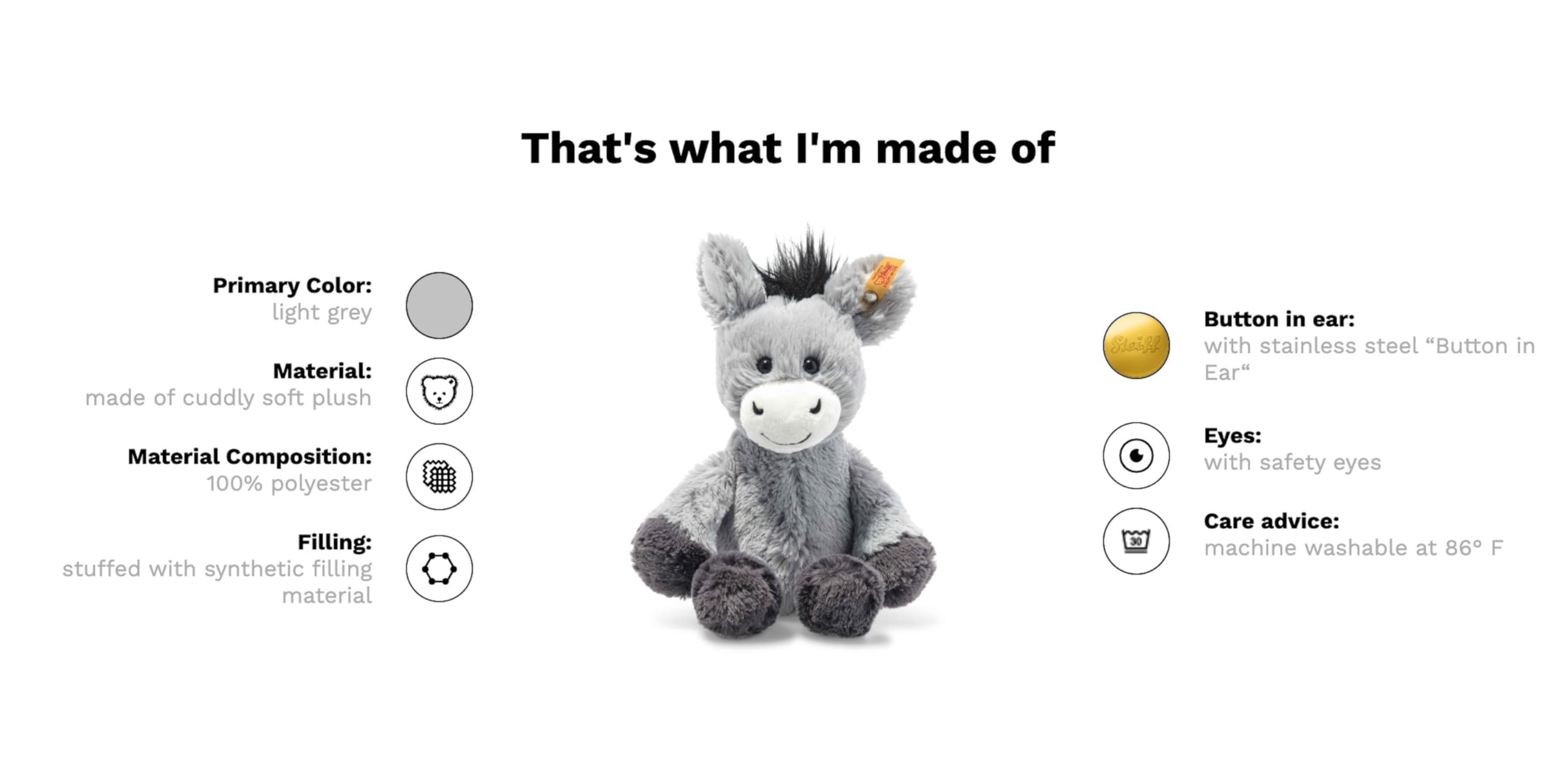 Amazon.com: Steiff Handcrafted Since 1880 Premium Plush Classic
